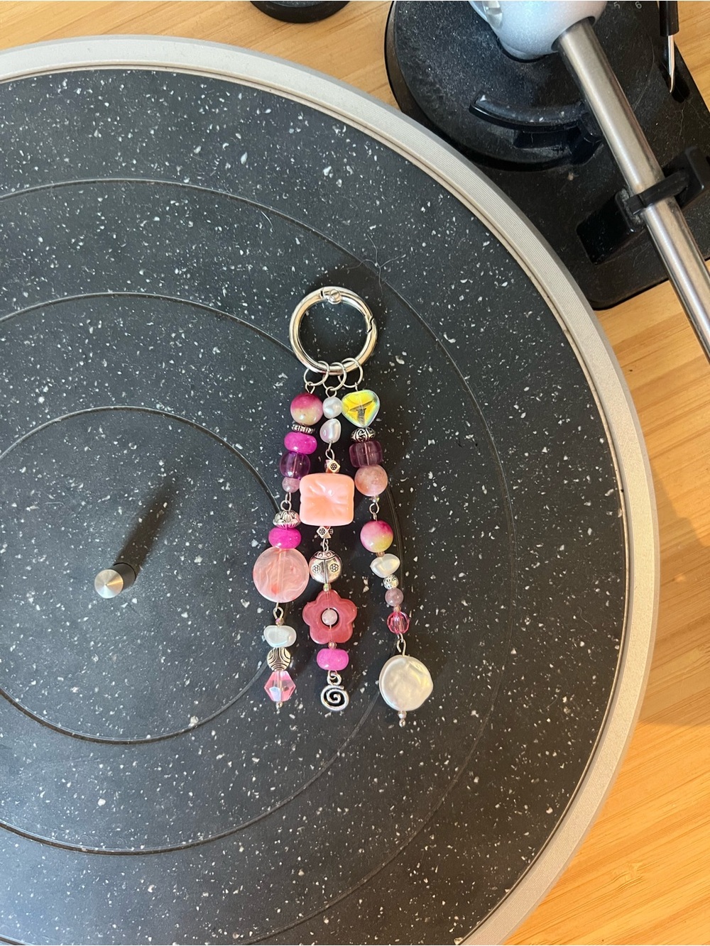 Pink & Purple Beaded Keyring Charm